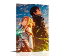 ZWWHUG Sword Art Online, Stampa artistica da parete su tela estetica per camera da letto, decorazione artistica da parete per soggiorno e camera da letto, con cornice, stile 50 x 75 cm