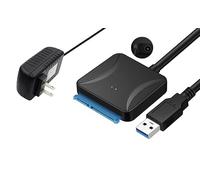 ZWWLRE Adattatore da SATA a USB 3.0 per disco rigido da 2,5/3,5 pollici, adattatore da USB a disco rigido SATA con alimentatore da 12 V 2 A, convertitore cavo esterno HDD SSD