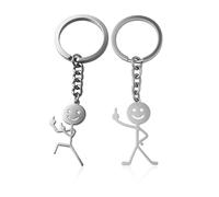 ZWWOGE 2 Pezzi Divertente Smiley Face Figurina linguaggio dei segni portachiavi,dito carino,tendenza borsa, portachiavi macchina,coppia regalo portachiavi,portachiavi divertenti