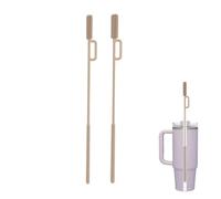 ZWWOGE 2 Pezzi Spazzole per Cannucce in Silicone Double Face, Riutilizzabili, Spazzola per Coperchi di Tazze per Bicchiere, Metallo, Cannucce per Bicchieri, Impugnatura Antiscivolo, 6mm+9mm Marrone