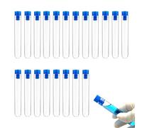 ZWWOGE 20 Pezzi 100 * 15mm Provette plastica con Tappi,Provette Urine, Provetta in Plastica con Coperchio, Provette Trasparente, per Esperimenti Scientifici