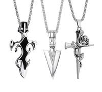 ZWWOGE 3 PCS Crocifisso Collana Uomo in Argento - Croce Acciaio Inossidabile con Catena Cubana Serpente Doppia - Regalo per Ragazzo