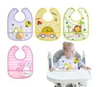 ZWWOGE 4 Bavaglini Impermeabili per Neonato Bambine e Bambini, Sbavare e Mangiare con Bottoni Automatici, Bavette Lastificate 0-6 Mesi