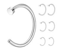 ZWWOGE 6 pezzi piercing naso anello argento piercing naso 0.8mm*7mm 8mm 10mm setto piercing gioielli nero oro rosa segmento naso piercing anello Hoop Lip Tragus Helix piercing orecchini