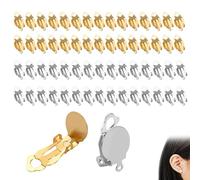 ZWWOGE 60 Pcs In Acciaio Inox A clip orecchini Clip Risultati Dell'Orecchino Piatto Rotondo Vassoio Orecchini Orecchini Accessori Kit per la creazione di orecchini a cupola fai da te