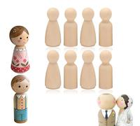 ZWWOGE 8 bambole femminili in legno non finito, alte 55 mm, dotate di corpi bianchi e angelo. Ideali per personalizzare con creatività fai da te e decorare feste nuziali