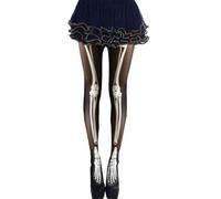 ZWWOGE Collant di Halloween, costume di Halloween per donna, collant a rete, ragni a forma di teschio, calze di carnevale per il Giorno dei Morti, accessori, collant scheletro, festa a tema carnevale