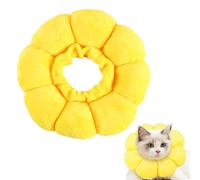 ZWWOGE Simpatico Fiore Collare Protettivo Gatto,Collare per gatti,tutina gatto post operatoria, Morbido e Comodo,Leccatura Anti-morso, Protettivo per Dopo Chirurgia,Ferita Recupero Guarigione (giallo)