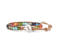 ZWXDMY 7 Chakra Bracciale Giada Bianca Fibbia Reiki Guarigione Ansia Sollievo Portafortuna Yoga Equilibrio Energetico Braccialetti Perle Naturali di Perline di Diaspro Wrap Buddha Uomo Donna