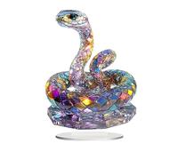 zwxqe Acrilico Snake Sign with 2D Flat Design, Creative Animal Desktop Art Statua with Base, Decorative Snake Ornament for Living Room, Bedroom, Farmhouse Cabinet Display