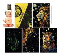 zwxqe Art Scratch Paper, Handmade 4X Glitter Art Scratch Crafts, formato A4 Creative Drawing Set, Cards, Fun Craft Supplies for Landscape and Animal Arts