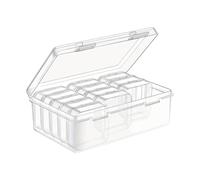 zwxqe Bead Storage Containers, 15 Grids Clear Nail Accessory Organizer with Hinged Lid, Portable Rettangolo Holder, Compact Travel Container for Art Projects, 6,69 x 4,33 x 2,36 Inches