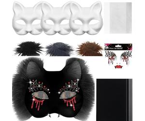 zwxqe Blank Cat Masque, Costume Kit, Craft Material Set with Mesh and Felt Sheets, 7,48 x 6,69 Inch Creative Prop for Men Women Cosplay Masquerade Party Arts Crafts Decoration Use