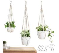 zwxqe Boho Plant Hanger Set, 3 Pieces Handwoven Indoor Decorative Holder, Window Plant Hanger, Strong Cotton Rope for Secure Support for Outdoor Wall Window Bathroom Deck Flower Shops Homestays
