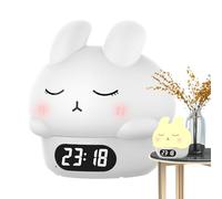 zwxqe Coniglio in silicone Pat Light con sveglie, sveglia coniglietto, luci notturne per allenamento del sonno, luce notturna regolabile orologio coniglio per insegnare ai bambini abitudini di sonno