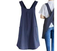 zwxqe Crossed Aprons for Women with Pockets, Kitchen Cooking Apron with Pockets, Breathable Crafting Smock, Durevole Baking and Outdoor Gardening for Artists and Projects, blu navy, Se référer au