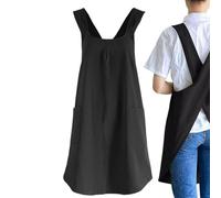 zwxqe Crossed Aprons for Women with Pockets, Kitchen Cooking Apron with Pockets, Breathable Crafting Smock, Durevole Baking and Outdoor Gardening for Artists and Projects, Nero , Se référer au