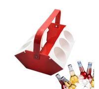 zwxqe Drink Holder Handle Tray, Portable Beer Carry Organizer, Six Slot Cup Storage Rack, Ice Compartment Cooling Design, Travel Camping Drink Carrier for Outdoor BBQ Sports Use
