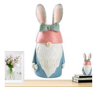 zwxqe Easter Bunny - Statuina in resina da giardino GNOME with Bow and Ears, simpatica decorazione esterna per la primavera, per la casa o per il display, grande regalo per famiglie e collezionisti