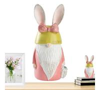 zwxqe Easter Bunny - Statuina in resina da giardino GNOME with Bow and Ears, simpatica decorazione esterna per la primavera, per la casa o per il display, grande regalo per famiglie e collezionisti