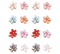 zwxqe Flower Hair Clips, 16x Non-Slip Jaw Clips with Rhinestone Women and Girls, Strong Grip Catch, 0.79x0.79 Inches Decorative Accessories for Long Hair Styling