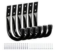 zwxqe Garage Storage Hooks, Yard Tool Rack Set di 6, Wall Mounted Heavy Duty Hanger, Space-Saving Utility Organizer, Anti-Slip Coated Steel, Ideal for Garage, Shed, Basement, Black