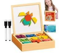 zwxqe Magnetic Blocks, Wooden Pattern Blocks Set, Geometric Cubes Toy, Safe Educational Game For Toddler Boys Children Birthday Travel Home Learning Activities, 8.86x8.86x2.76 Inches
