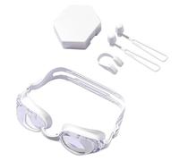 zwxqe Occhialini da Nuoto | Pinza Nasale + Tappi Orecchie + Occhialini per Adulti - Ampia Visuale Cinghia Regolabile Attrezzatura per Imparare a con Custodia per Spa Mare Piscina