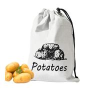 zwxqe Onion Storage Bag, Canvas Potato Holder, Washable Sack, Drawstring Food Container, 9.84x14.17 inches, Breathable Vegetable Bin for Fruits Grocery Kitchen and Home Organization