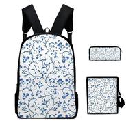 zwxqe Oxford Cloth Girls Backpack Set, 3-Piece Backpack, Adjustable School Bag with Pencil Case, 11.81 Inches Perfect for School, Travel, and Hiking Adventures