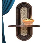 zwxqe Rattan Wall Shelf, Corner Rack, Decorative Plant Holder, Woven Display Stand, 14.57x11.81 inches, Stylish Storage Solution for Plants Flower Collectibles Garden and Indoor Accent