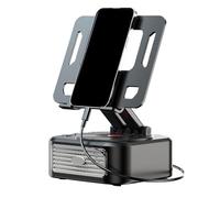 zwxqe Rotatable Foldable Phone Holder with Wireless Speaker, Anti-Slip Base, Stereo Surround Sound, Cool Tech Gadget for All Smartphone, Convenient Stand with Built-in Speaker