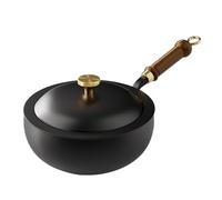 zwxqe Salsa vaso, non bastone Iron Saucepan with Wooden Handle Design, Oven Safe Costrution, Kitchen Cookware Accessory, Ideal for Home Apartment Camping Restaurant Use