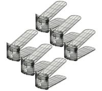 zwxqe Shoe Organizer, Slot Riser, 6 Piece Stackable Holder, Non Slip Double Layer Storage with Adjustable Height 10.83x4.06x4.53 Inches for Closet Shelf, Garage, Dorm Room, Bedside, Door Area