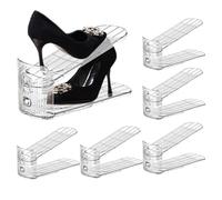 zwxqe Shoe Organizer, Slot Riser, 6 Piece Stackable Holder, Non Slip Double Layer Storage with Adjustable Height 10.83x4.06x4.53 Inches for Closet Shelf, Garage, Dorm Room, Bedside, Door Area