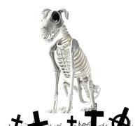 zwxqe Skeleton Sitting Dog, Scary Spooky Skeleton, Halloween Dog Decorations, Posable Jointed Skeleton, Graveyard Scene Decors, Haunted House Prop, Halloween Party Decors, Indoor Skeleton for Lawn