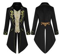 zwxqe Uomo Steampunk Vintage Tailcoat Jacket, Gothic Medieval Frock Coat, Embroidery Vintage Gothic Steampunk Tuxedo, Beast Costume Jacket, Circus Jacket for Men, Vampire Costume Tailcoat