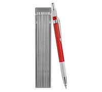 zwxqe Welder's Mechanical Pencil, 2,0 mm Metal Marker with 12 Silver Round Refills, Built-In Sharpener, Pipefitter Tool for Steel Construction and Woodworking Fabrication