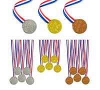 ZWZNBL 15 medaglie per Bambini, medaglie in plastica, medaglie vincenti, premi per competizioni sportive per bambini, medaglie d'oro, argento e bronzo con cordino