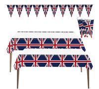 ZWZNBL 2 tovaglie rettangolari a tema Union Jack, impermeabili e durevoli, per la celebrazione del giubileo di platino della regina, decorazioni per feste, festival, con uno striscione a tema Union