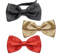 ZWZNBL 3 Pezzi Classici Papillon Pre-Legati da Uomo - Nero, Rosso, Oro - Tux Regolabile Collo Formale per Festa Nuziale - Fantasia Semplici