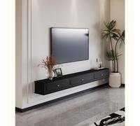 Zxarunas Console TV sospesa con mensola TV centrale a parete impiallacciata in legno a 3 ante con contenitore for soggiorno, camera da letto(Svart,140 * 24 * 20cm)