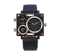Zxarunas Orologio da polso Multi-Time Zone Square Watch Casual Quarzo Orologio da polso da uomo con cinturino in tela può essere abbinato con abiti casual