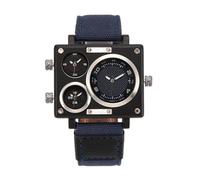 Zxarunas orologio da polso Orologio da polso al quarzo casual con quadrante multi-fuso orario, orologio da polso da uomo con cinturino in tela, abbinabile ad abiti casual orologio(Blauw)