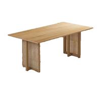 Zxarunas Tavolo da tè rettangolare in legno massello tavolo da pranzo con eleganti gambe in rattan, adatto per soggiorno, ufficio e ristorante tavolino da caffè