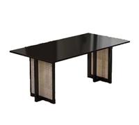 Zxarunas Tavolo da tè rettangolare in legno massello tavolo da pranzo con eleganti gambe in rattan, adatto per soggiorno, ufficio e ristorante tavolino da caffè