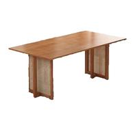 Zxarunas Tavolo da tè rettangolare in legno massello tavolo da pranzo con eleganti gambe in rattan, adatto per soggiorno, ufficio e ristorante tavolino da caffè