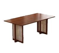 Zxarunas Tavolo da tè rettangolare in legno massello tavolo da pranzo con eleganti gambe in rattan, adatto per soggiorno, ufficio e ristorante tavolino da caffè