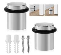 ZXBBTZ Set di 2 fermaporta per pavimento in acciaio inox, protezione da parete, fermaporta robusto da avvitare, fermaporta con anello in gomma, a vite per protezione porta, Ø 20 x 25 mm