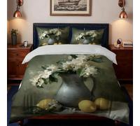 ZXBNNN Set copripiumino da 3 pezzi, con stampa di piante e fiori dipinta ad olio, ideale per lo studio di nature morte Morandi (168x229cm*1/60x60cm*2)